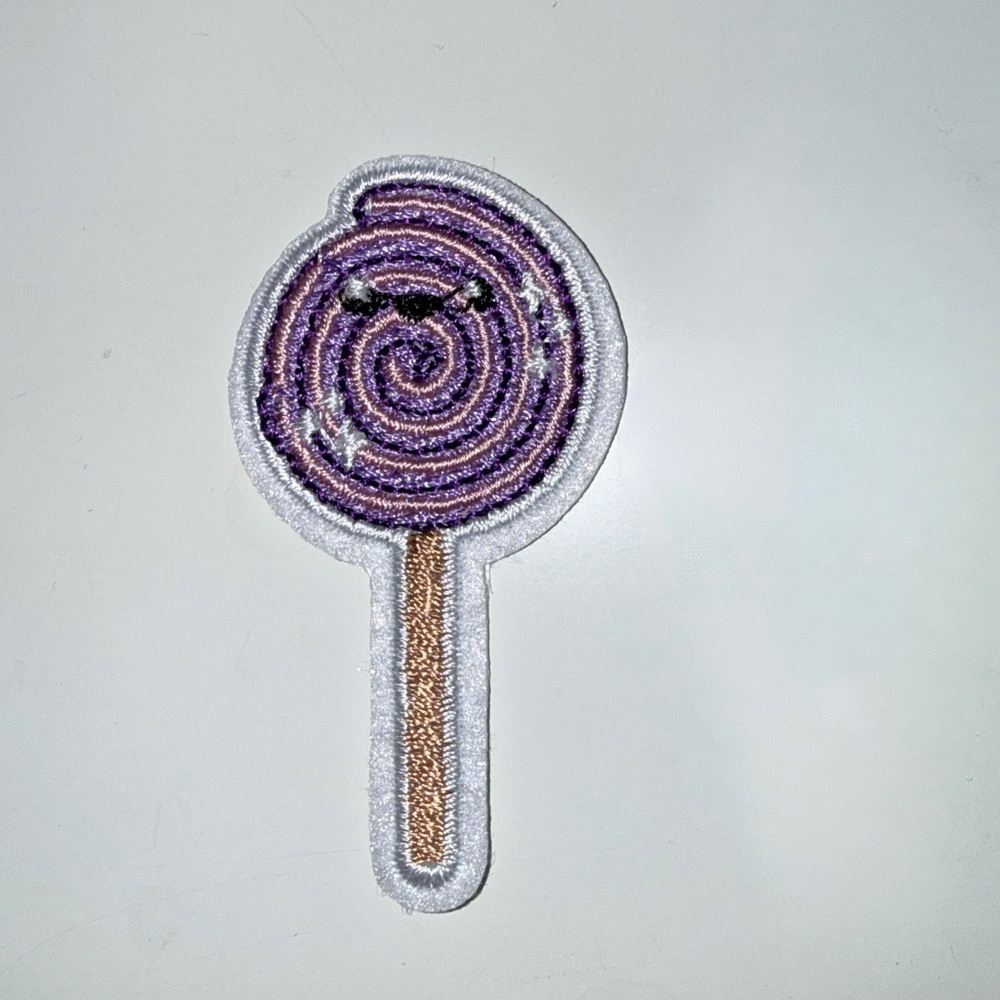 Purple and Pink Lollipop Iron On Patch Embroidered